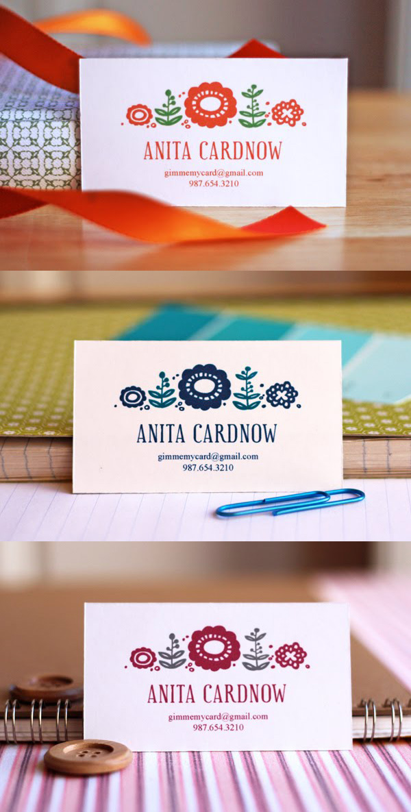 Cute Floral Business Card Template by HowAboutOrange